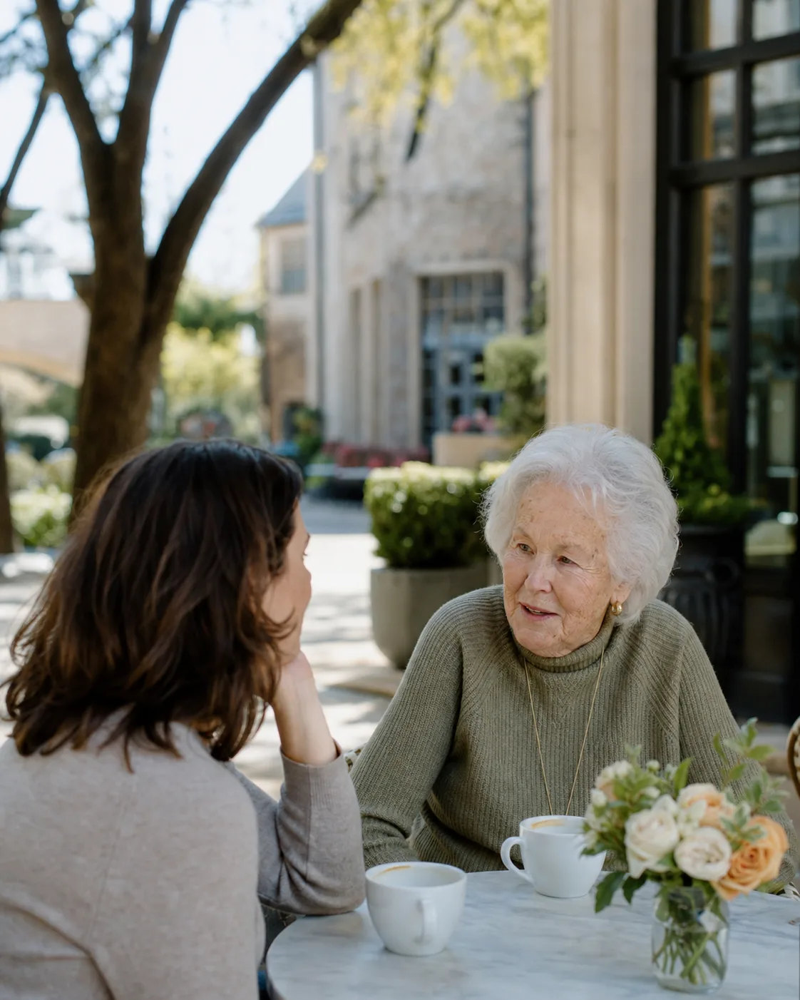 Two people sharing coffee in University Park
